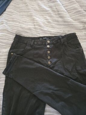 Chic Olive Green High-Rise Button Fly Skinny Jeans Plus Size 18